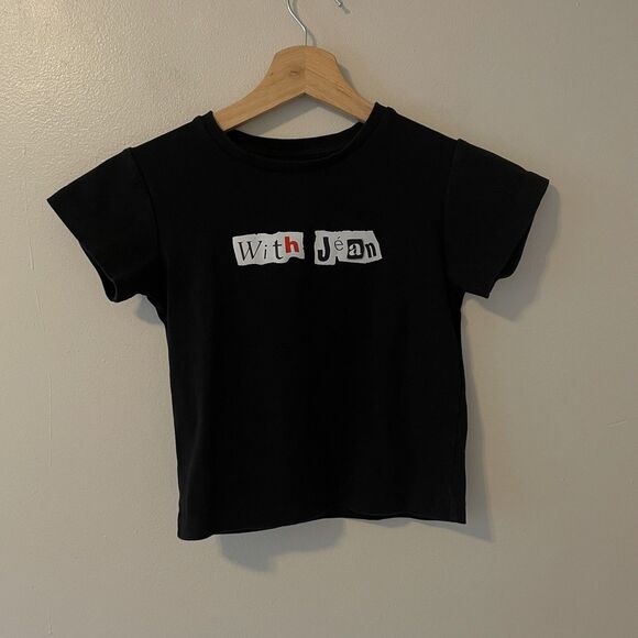 With Jean Cropped Baby Tshirt Black Logo Sz XXS - Picture 2 of 6